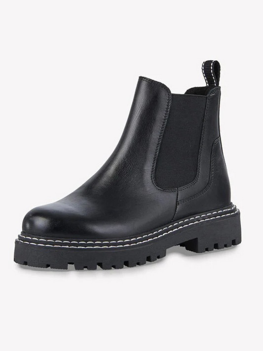 Marco Tozzi black leather stitch Chelsea boots sizes 4-8
