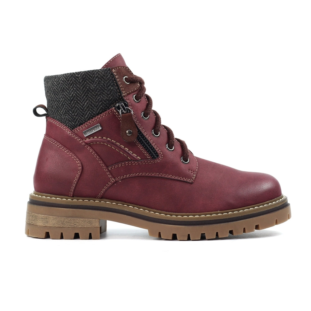 Lunar Caramel waterproof boots - burgundy sizes 4-8 (37-41)