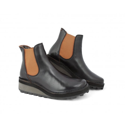 Fly of London Huud Java black/red leather Chelsea boot sizes 4-8