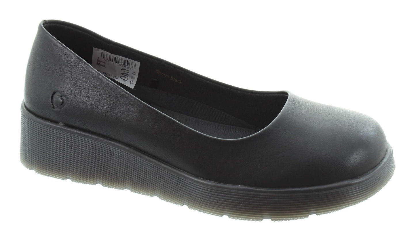 Heavenly Feet bambi black slip on shoes 4-8 (37-41)