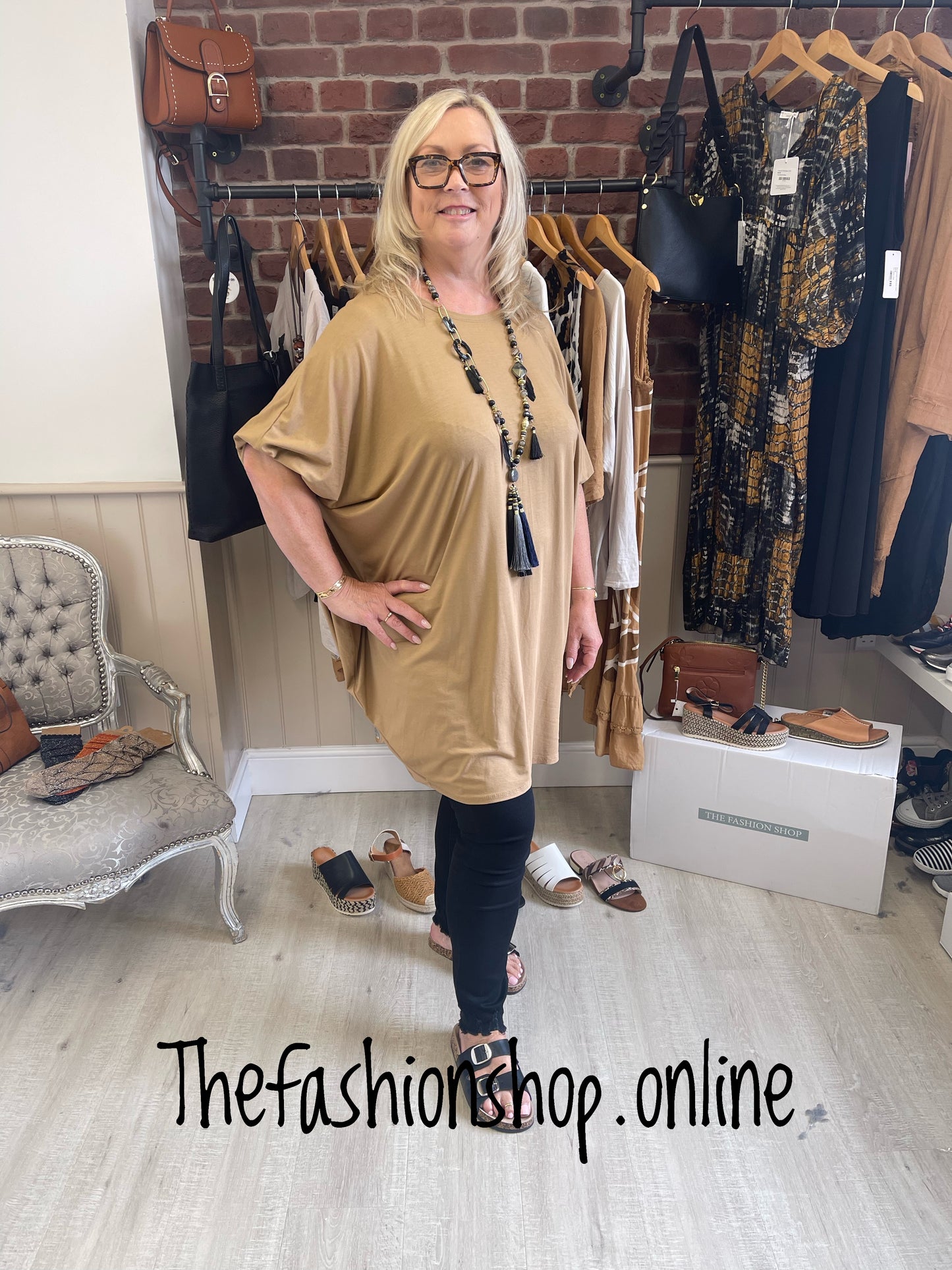 Camel oversize longline top 12-24