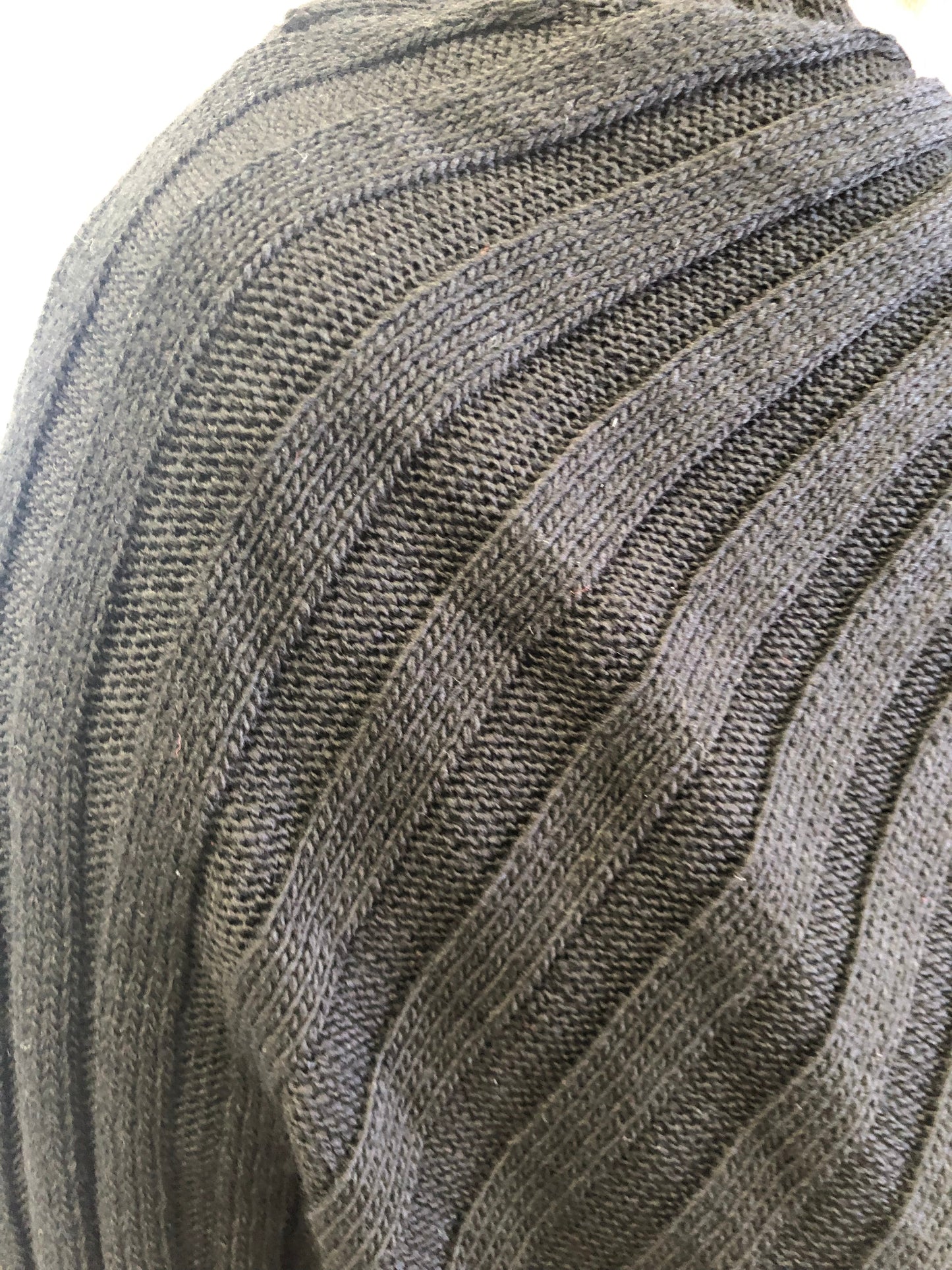 Black wool mix ribbed cape - free size
