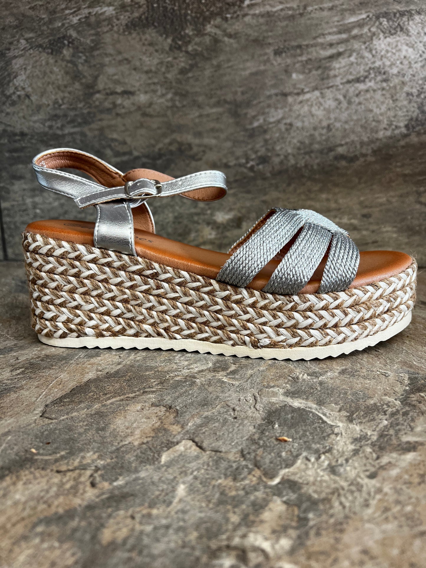 Silver rope detail wedge sandal sizes 3-8