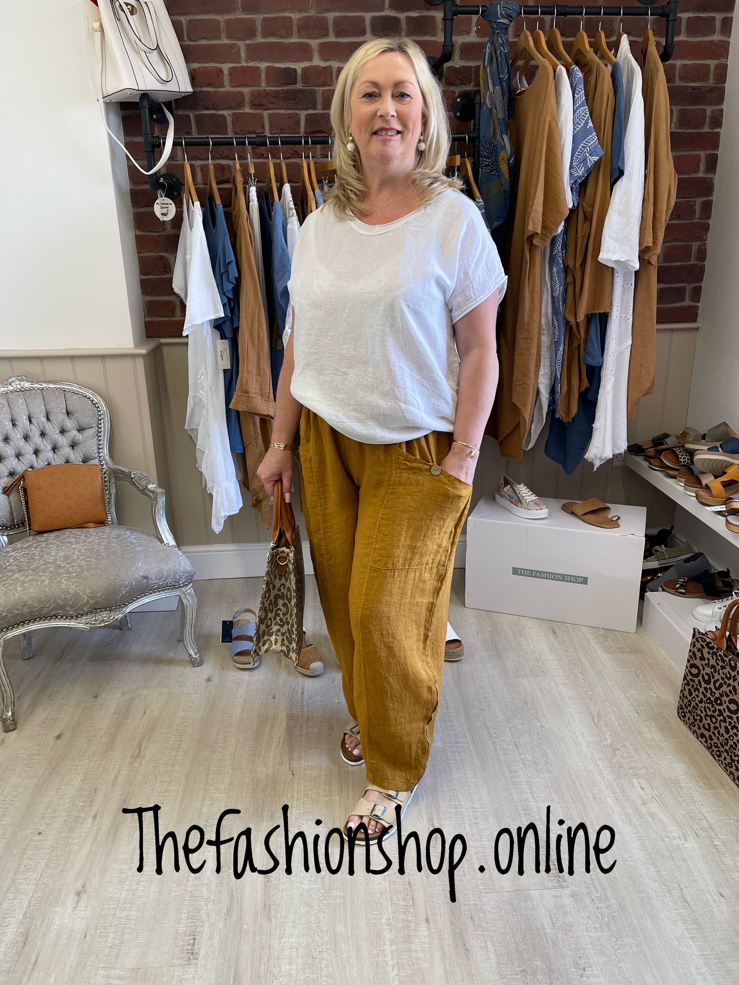 Mustard oversize linen trouser 14-24