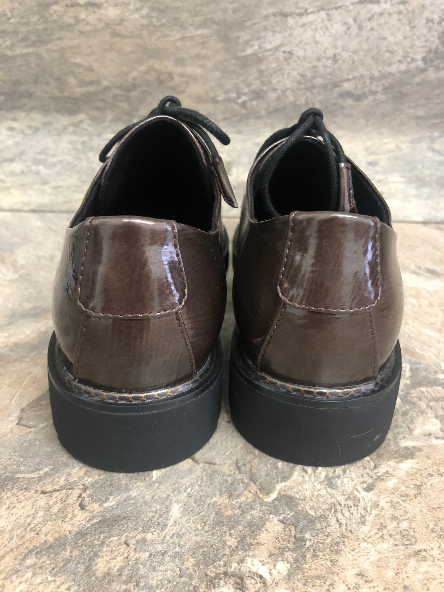 Marco Tozzi pepper brown patent lace up shoe sizes 4-9