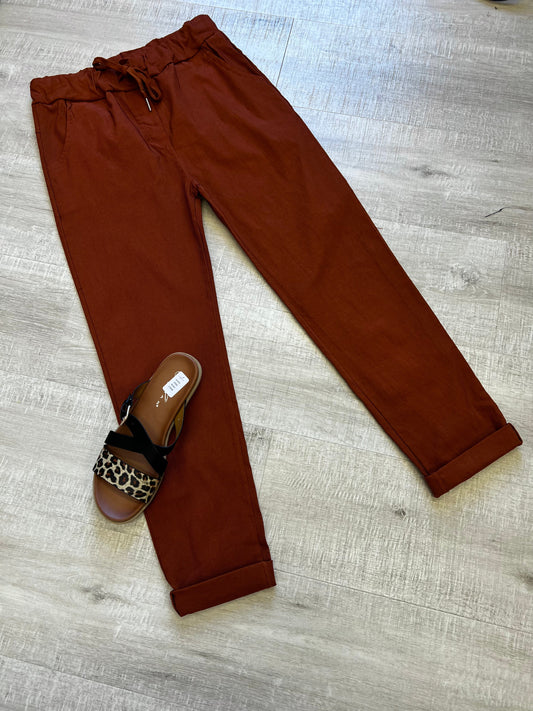 Rust smooth super stretchy trousers (reg) 10-16