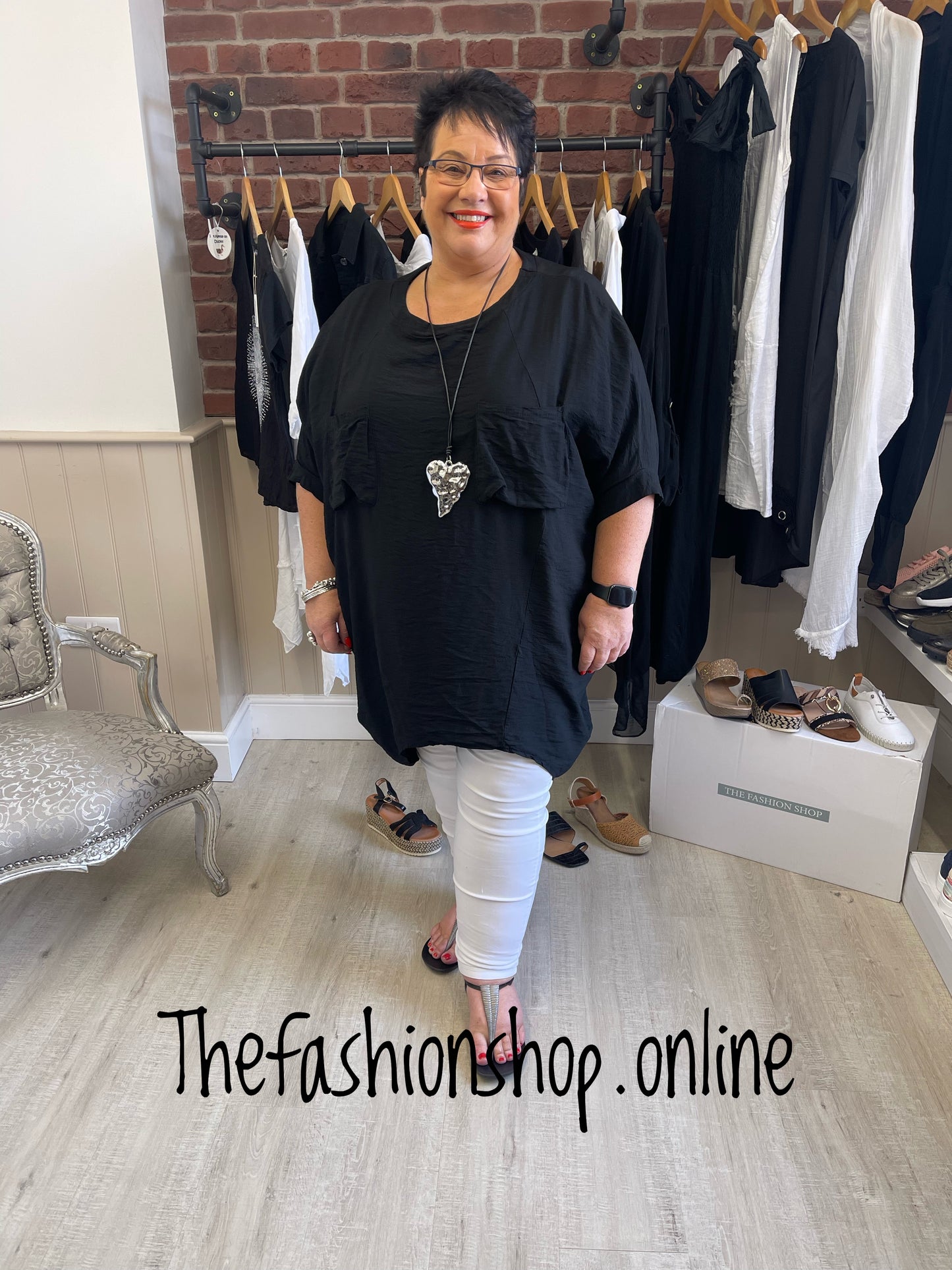 Black oversize high low tunic 16-24