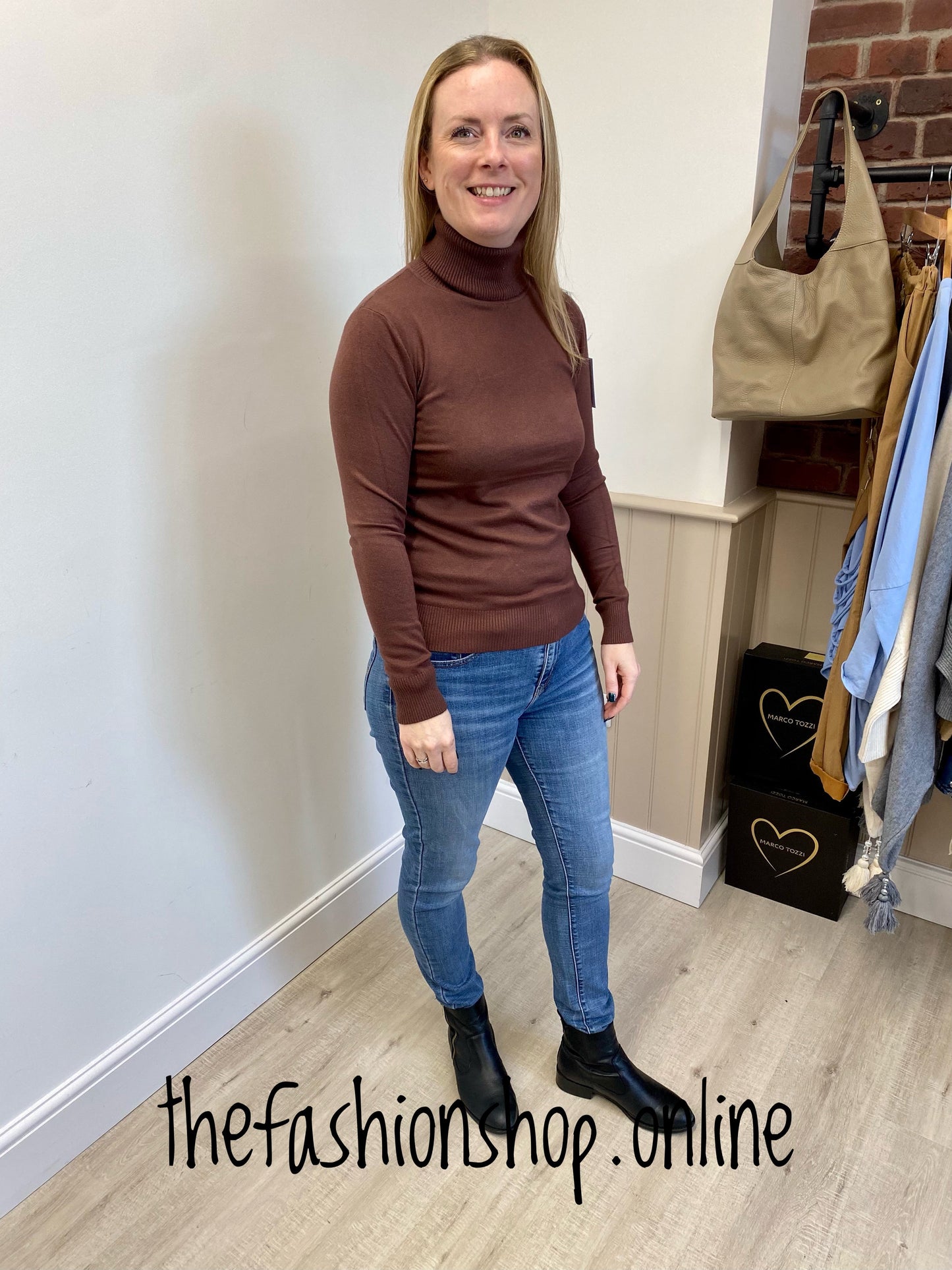 Brown polo neck jumper 8-10, 12-14