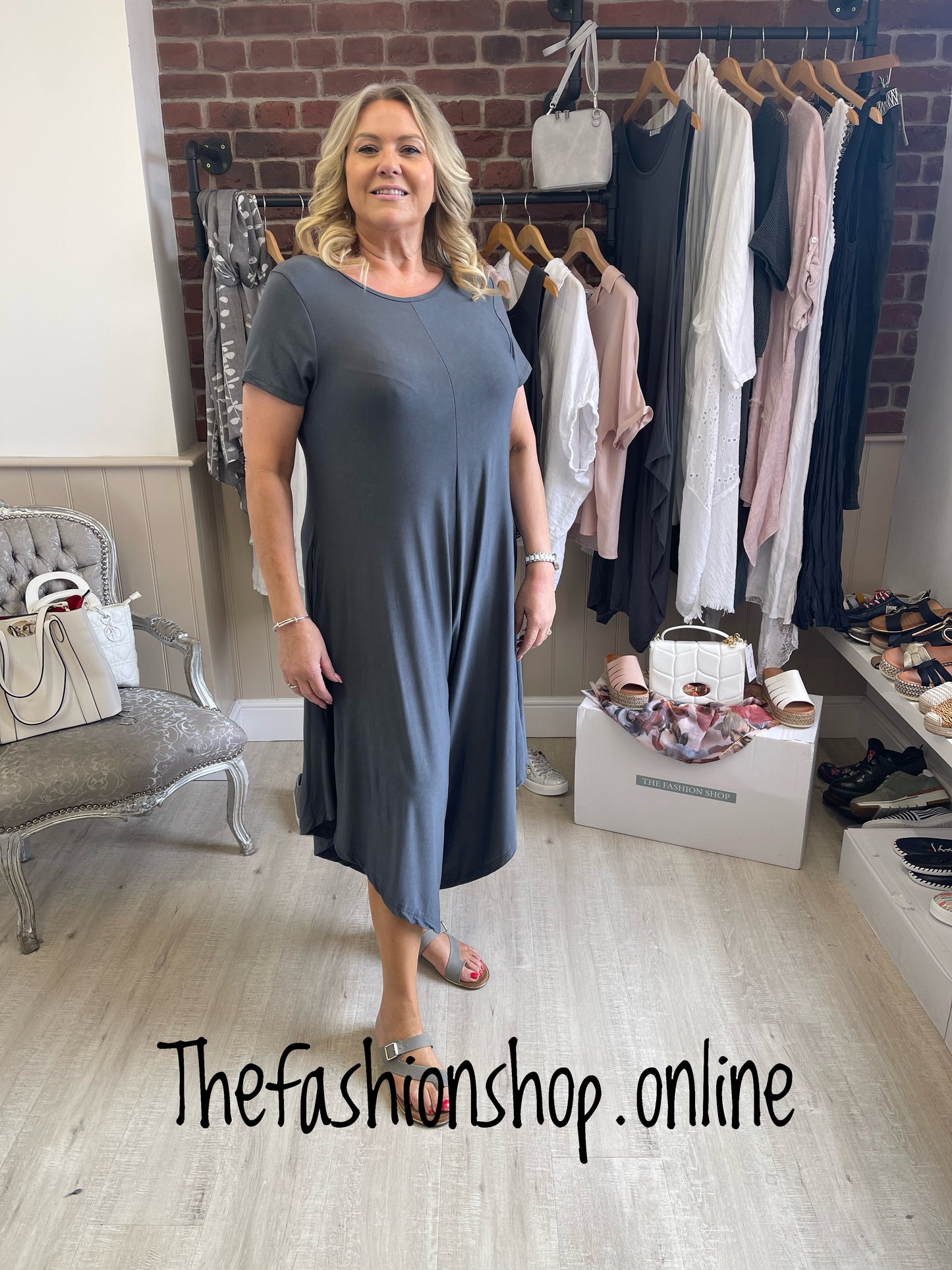 Charcoal keyhole jumpsuit 10-18
