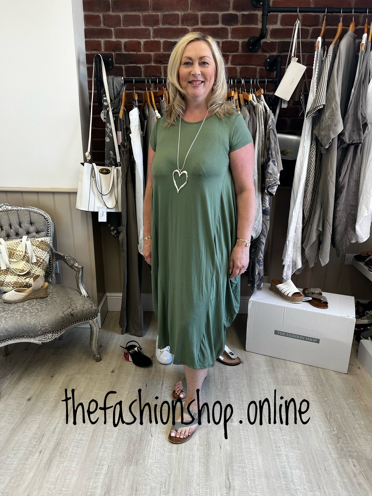 Khaki cap sleeve magic dress 8-18