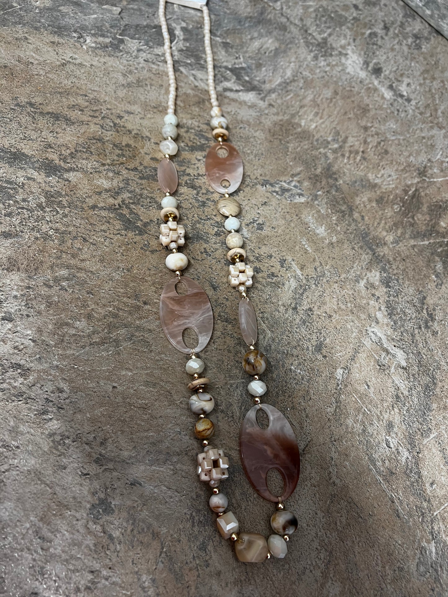 Blush pink flat disc sparkle necklace