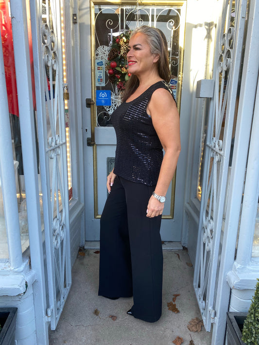 Saloos black sequin vest top 16,18