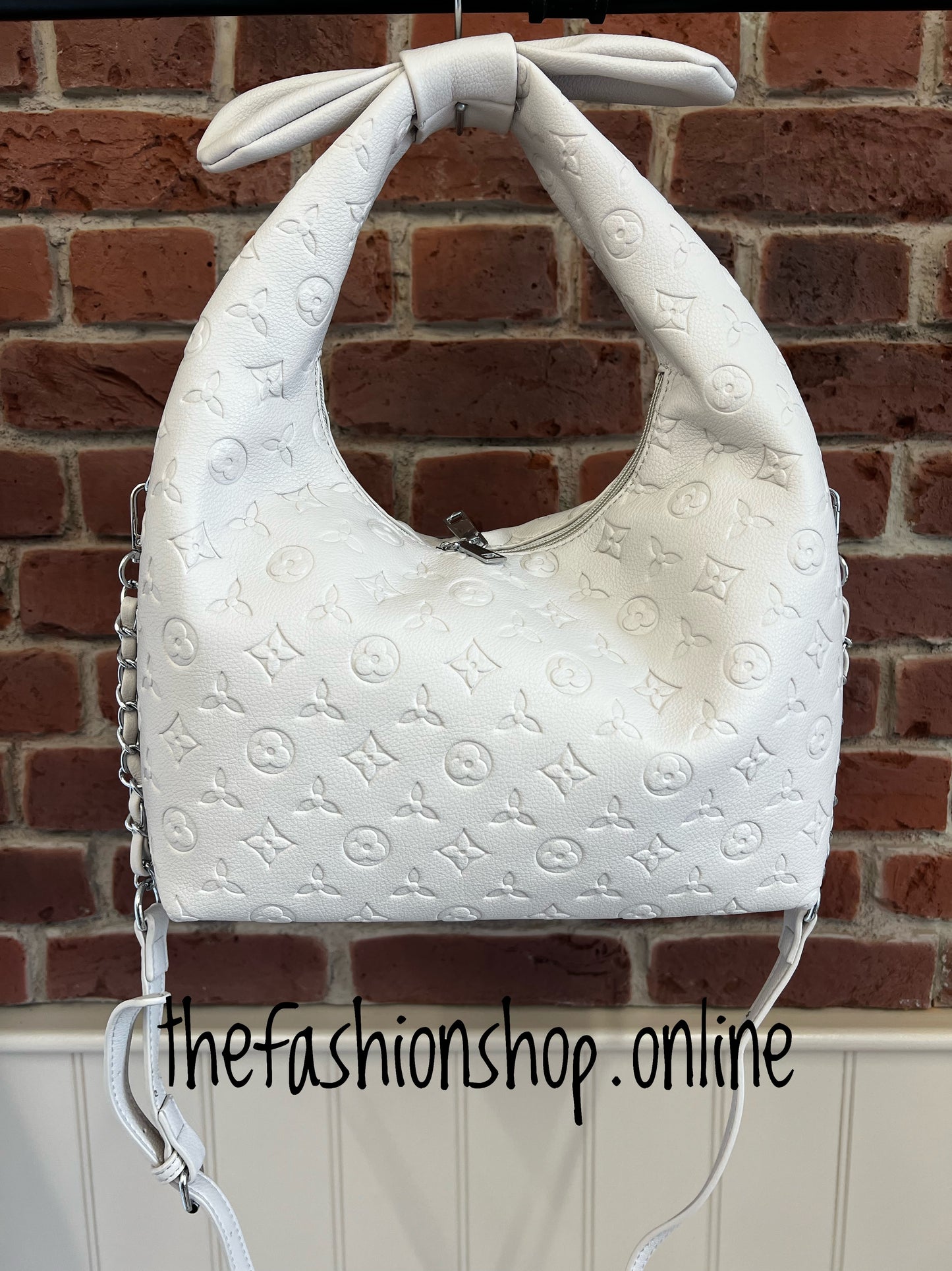 Light grey bow detail designer inspired bag