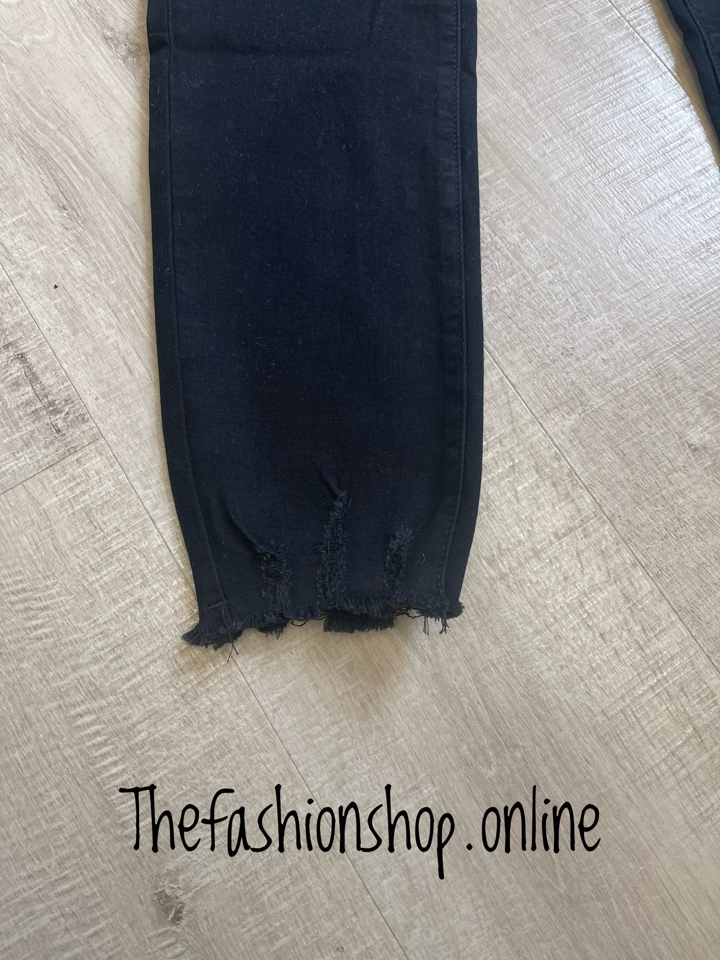 Black premium ladies fit frayed edge jeans 10-20
