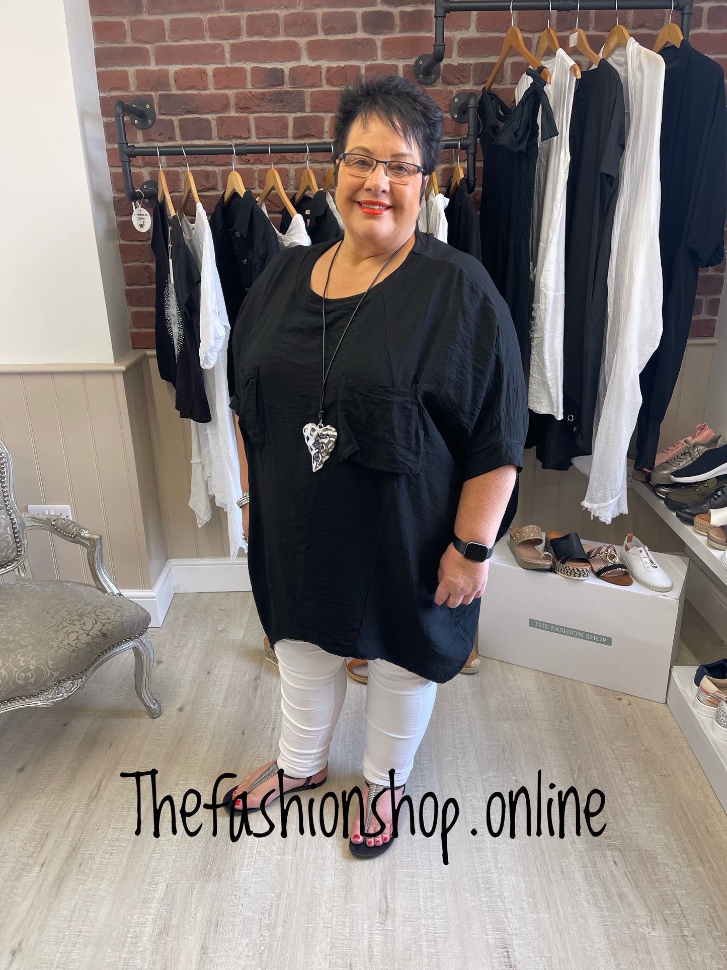 Black oversize high low tunic 16-24