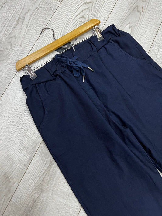 Navy smooth super stretchy trousers (reg) 10-16
