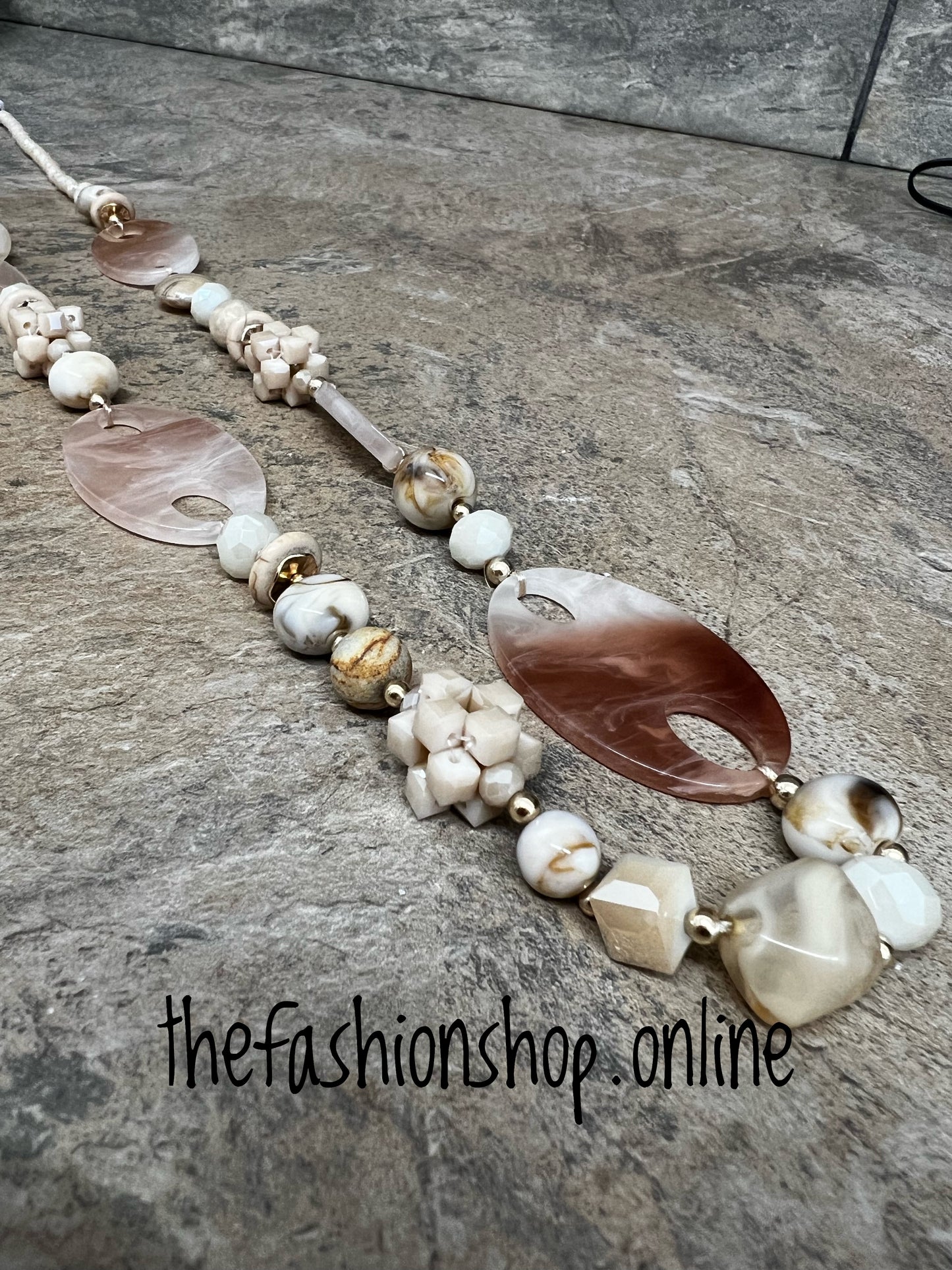 Blush pink flat disc sparkle necklace