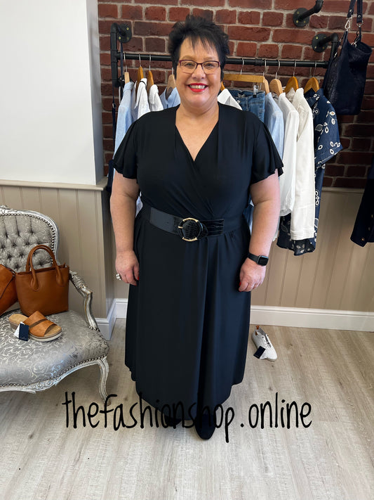 Plus size black crossover dress 16-26