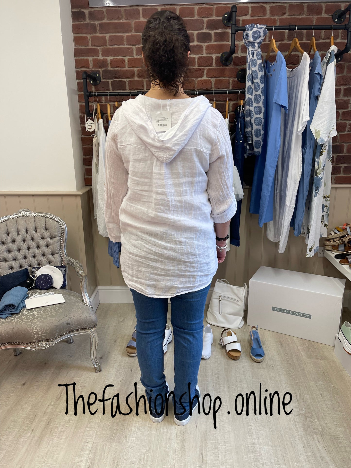 White linen hooded tunic 10-16