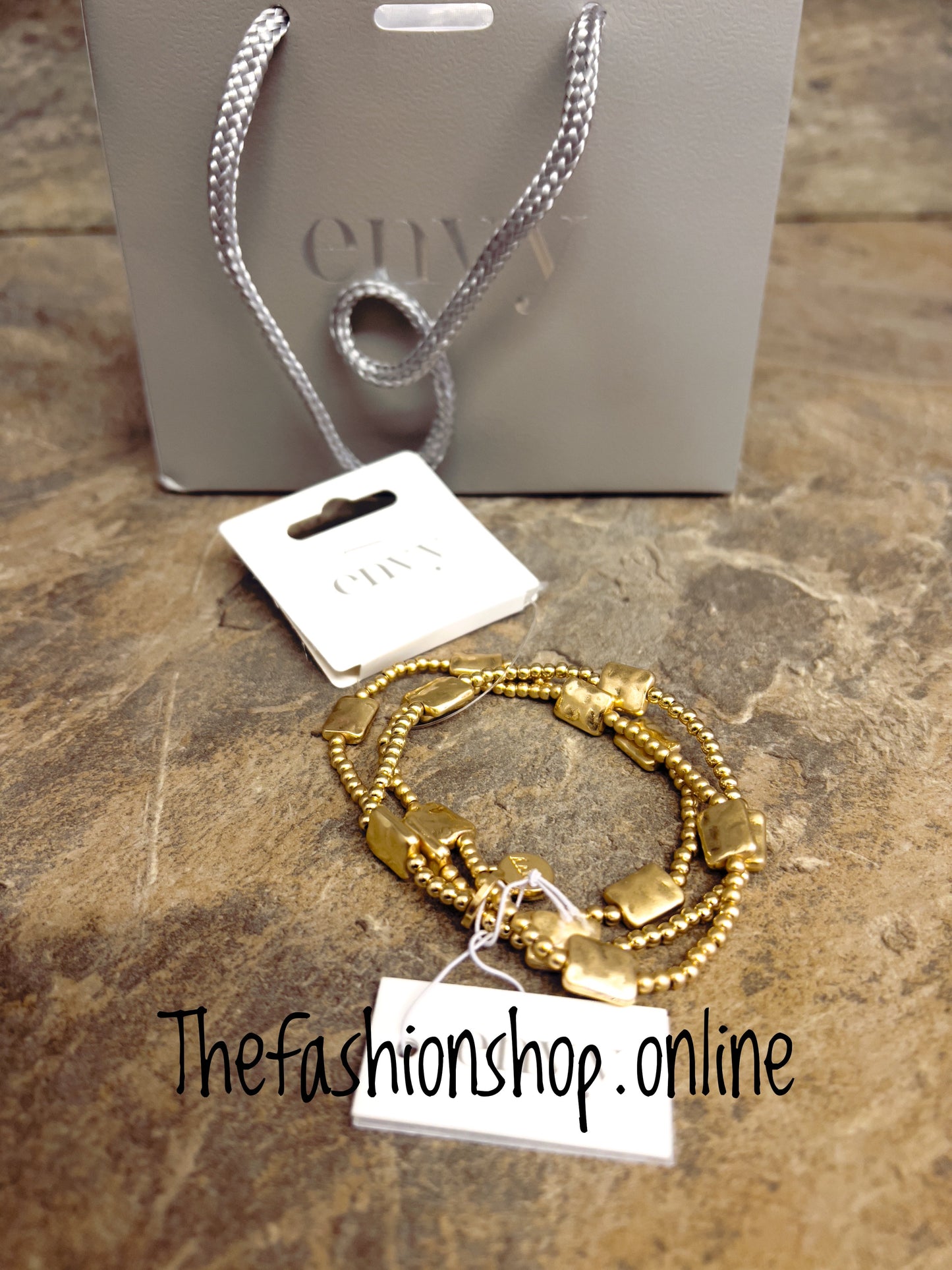 Envy gold square charm bracelet