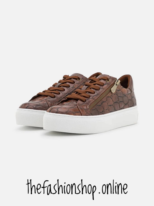 Marco Tozzi cognac platform trainer sizes 4-9