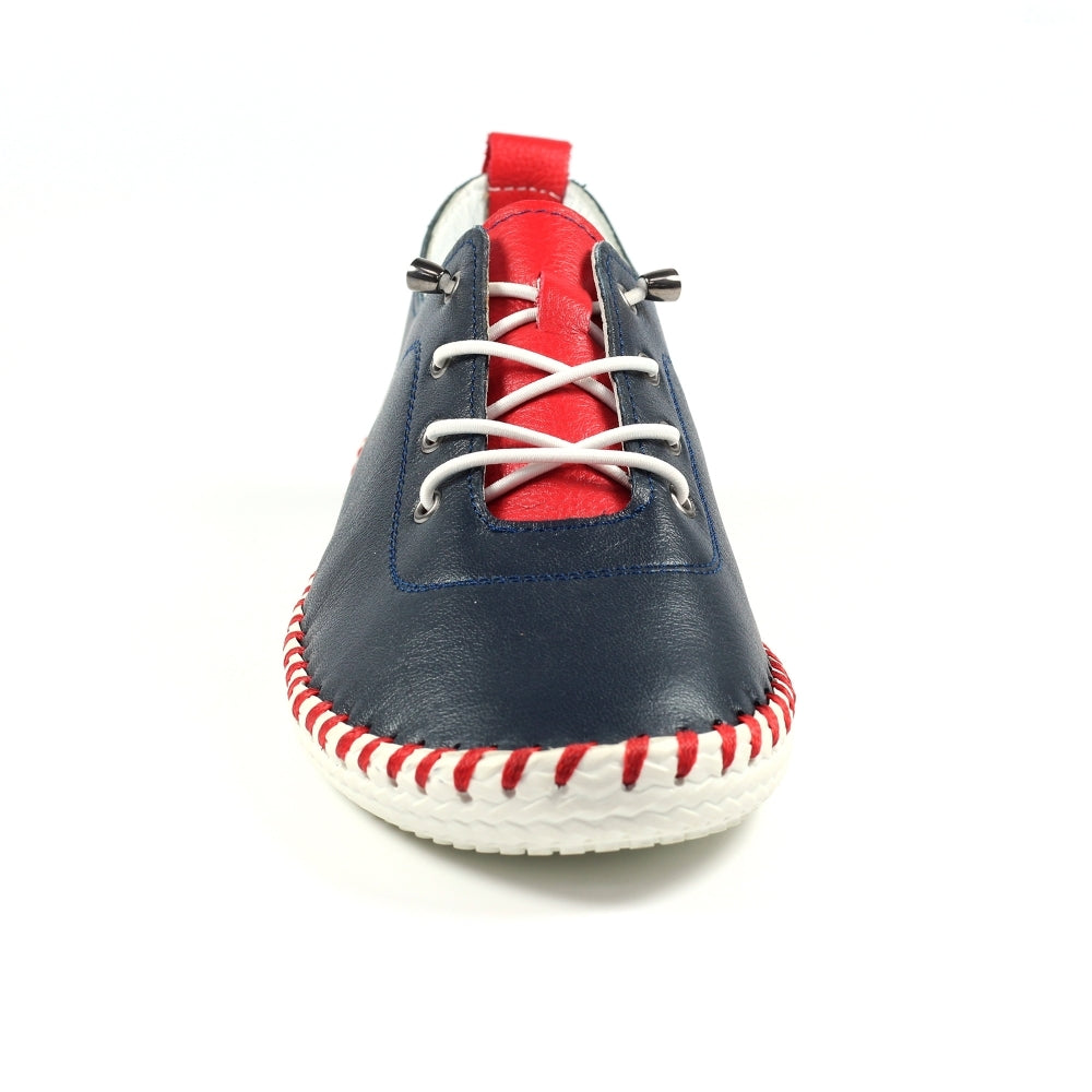 Lunar Sandown navy leather plimsoll 4-8