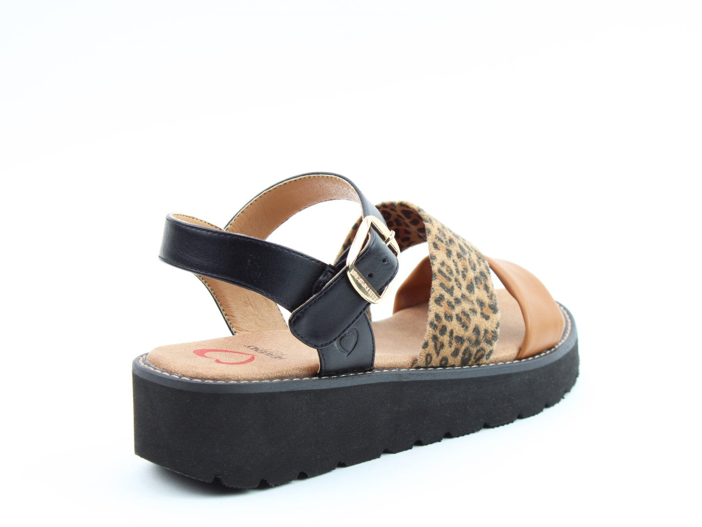 Heavenly Feet Fleur black, leopard and tan sandals sizes 4-8 (37-42)