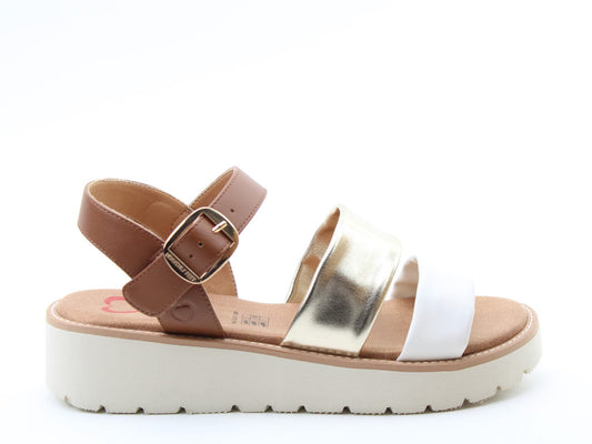 Heavenly Feet Fleur tan, gold and white sandals sizes 4-8 (37-42)