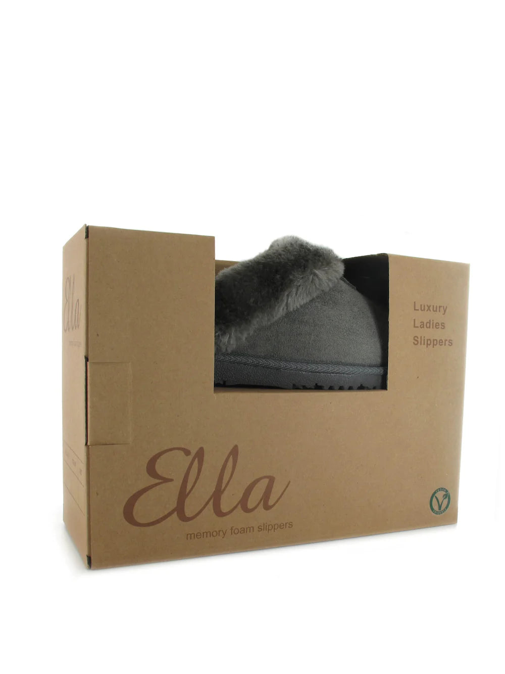 Grey Ella Jill mock suede slippers 3-8