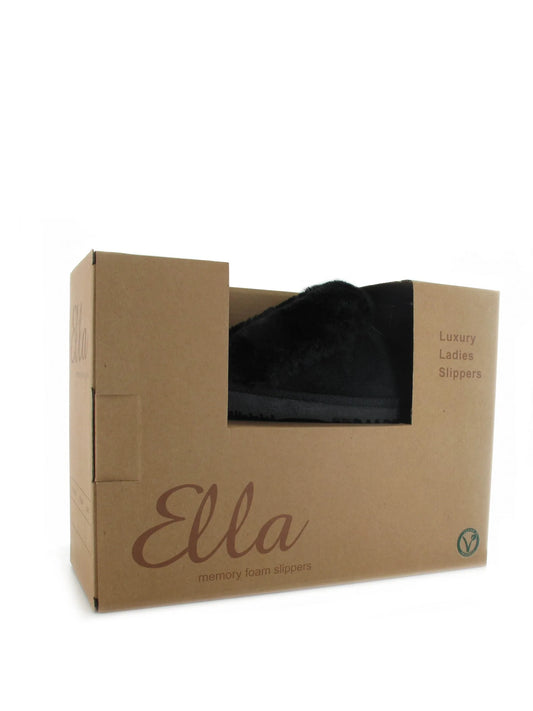 Black Ella Jill mock suede slippers 3-8