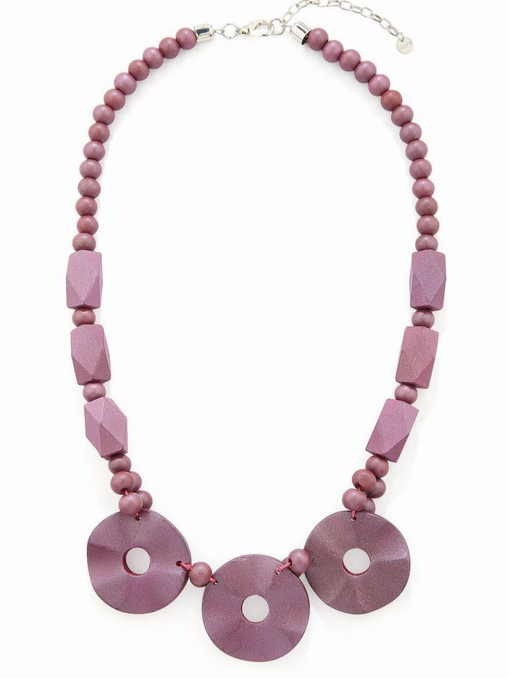 Clover pink abstract pebble necklace