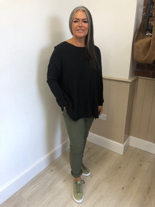 Black long sleeve knitted jumper