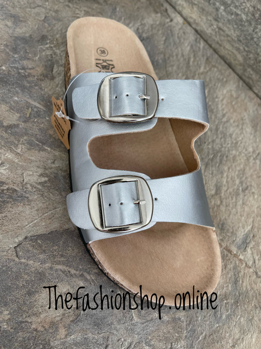 Metallic silver slip on sandal sizes 3-8