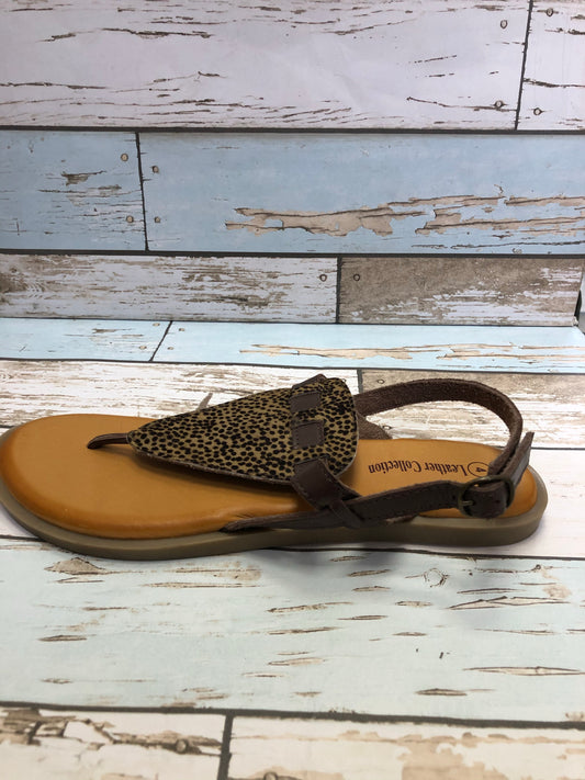 Brown leather cheetah print sandal 3-8