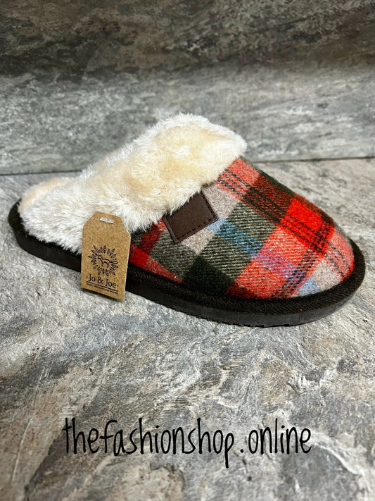 Brown Jo & Joe Shetland highlander faux fur slippers 3-8