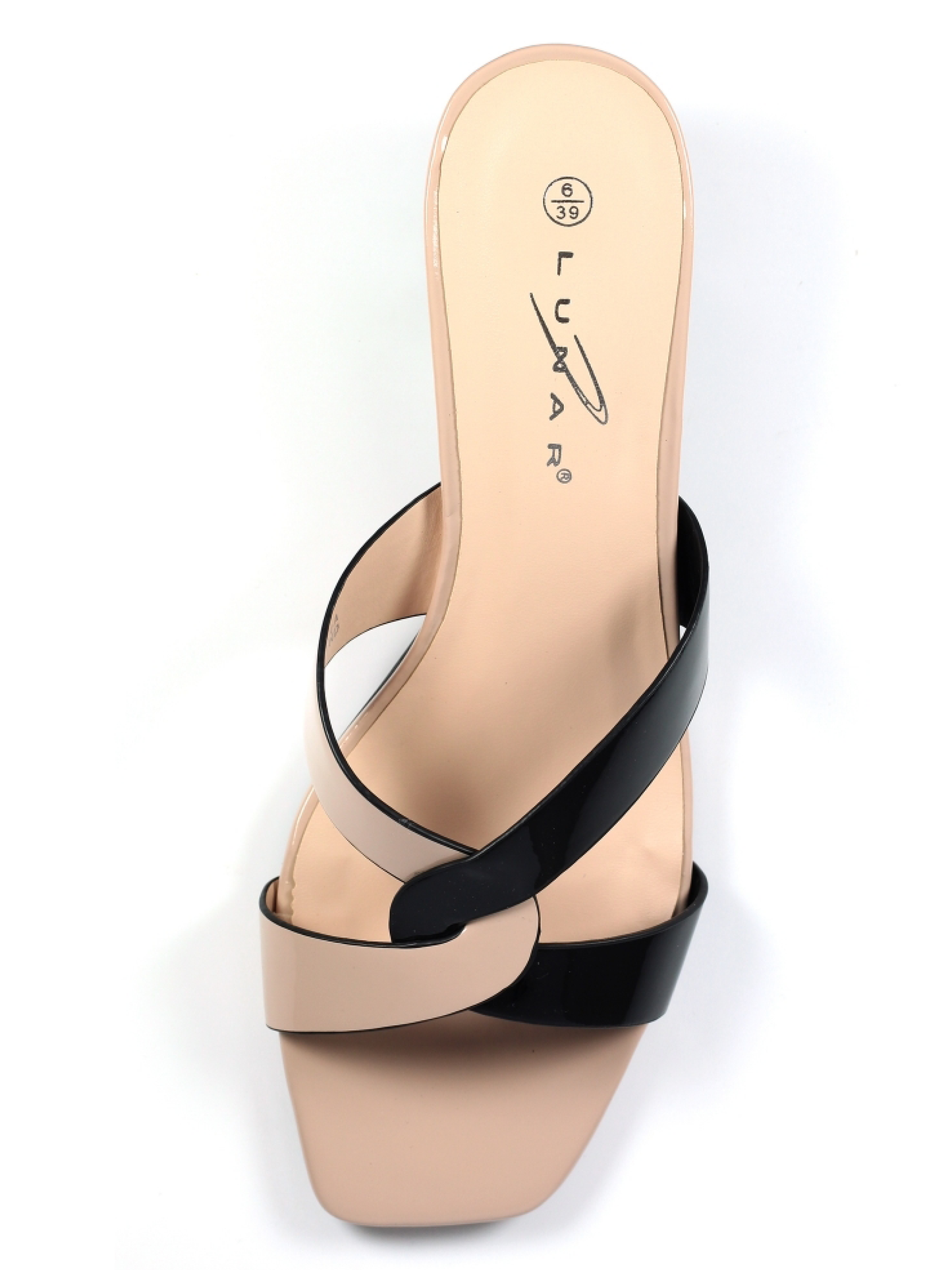 Nude Lunar Valencia twist front heeled mule