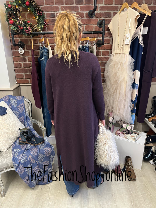 Milan damson longline cardigan 8-16