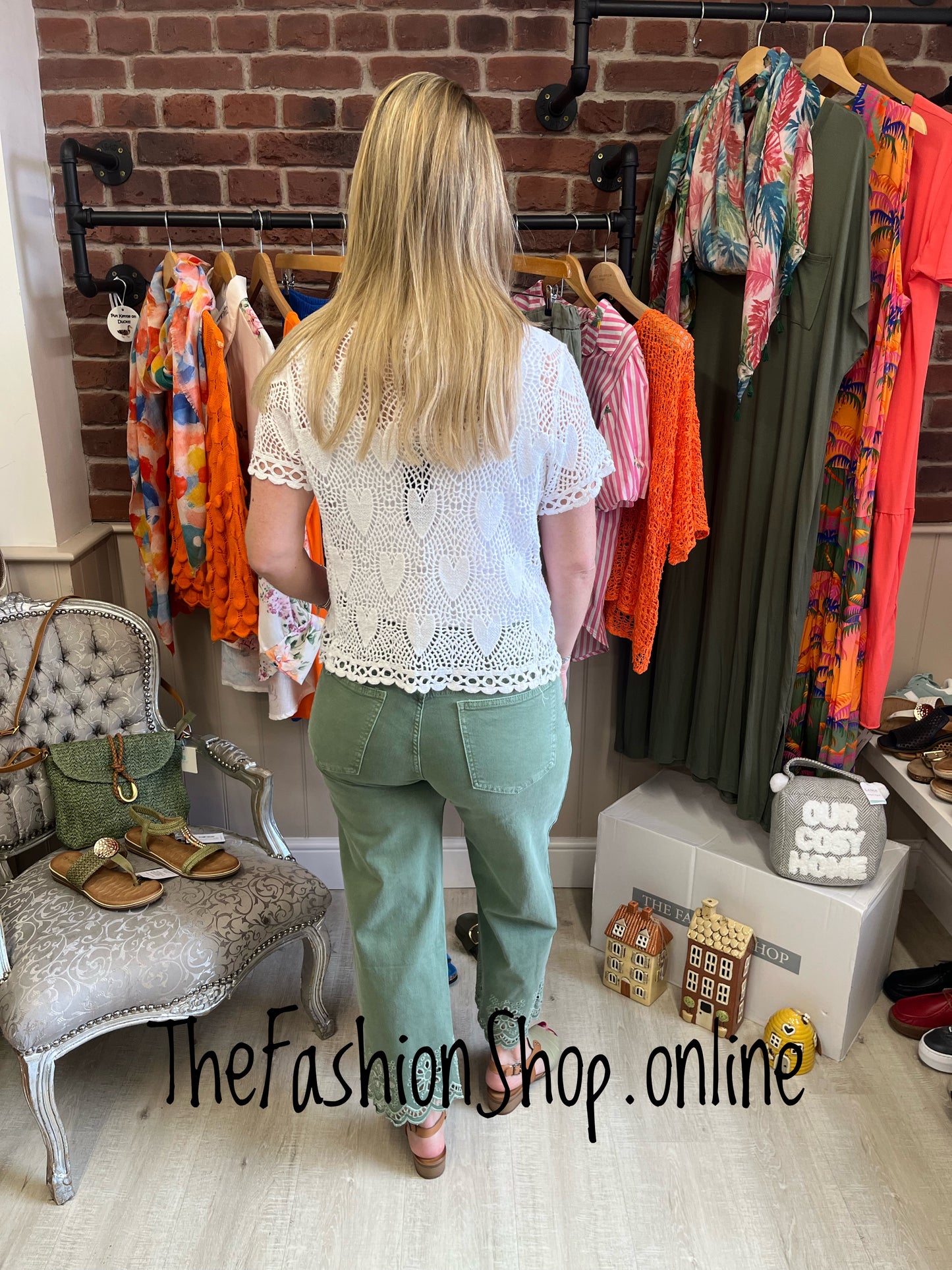 Karla white hearts crochet top 8-14