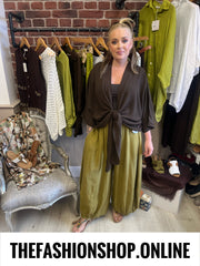 Verity brown tie front shrug 12-22