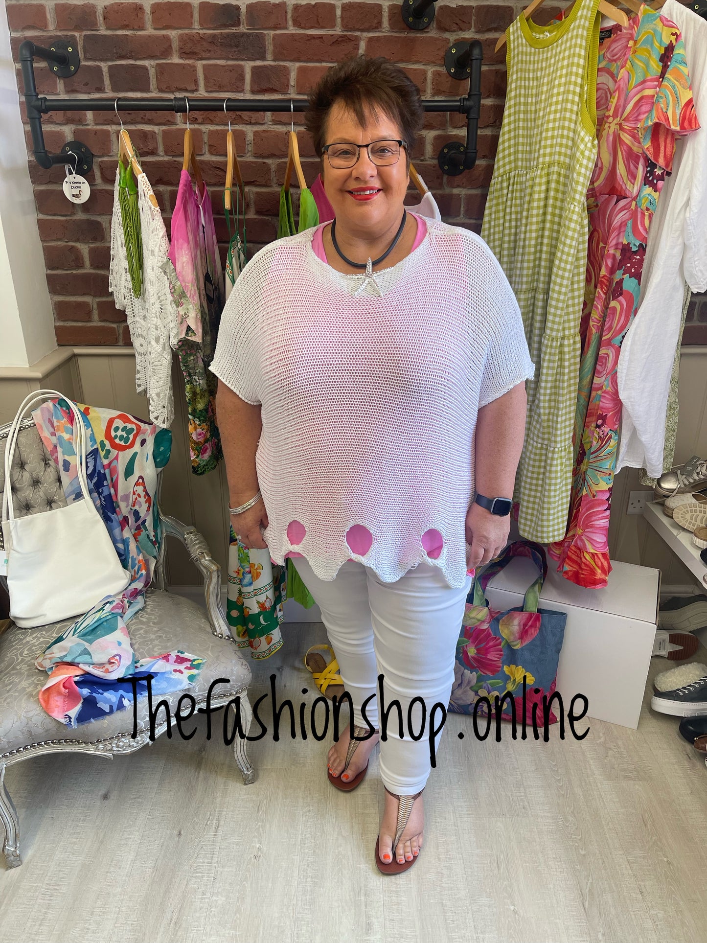 Ava white knitted top 14-22