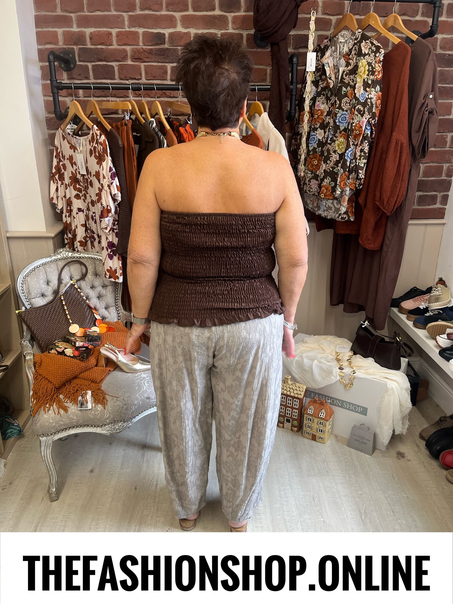 Sadie brown shirred bandeau top 12-16