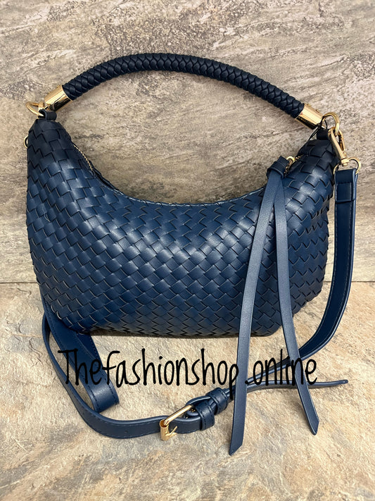 Bella navy woven bag