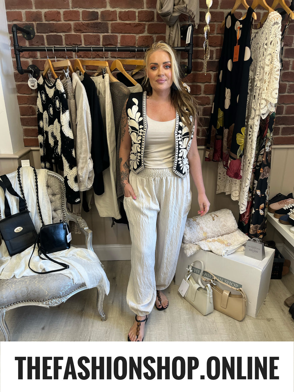 Hattie cream textured trousers 8-16