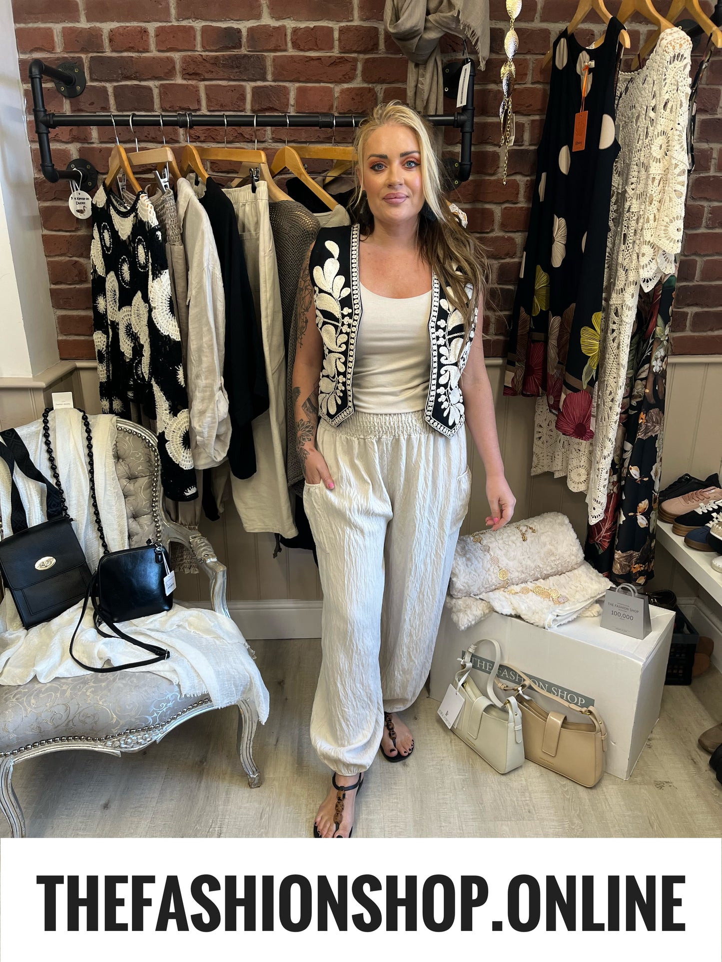 Hattie cream textured trousers 8-16