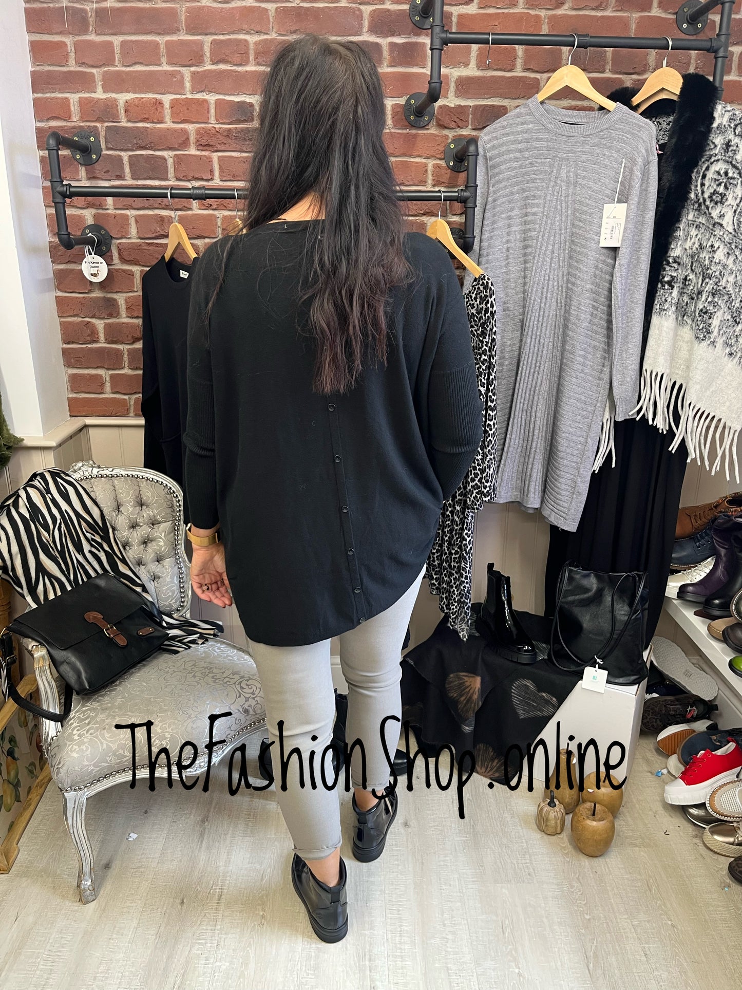 Georgia black button back jumper 12-18
