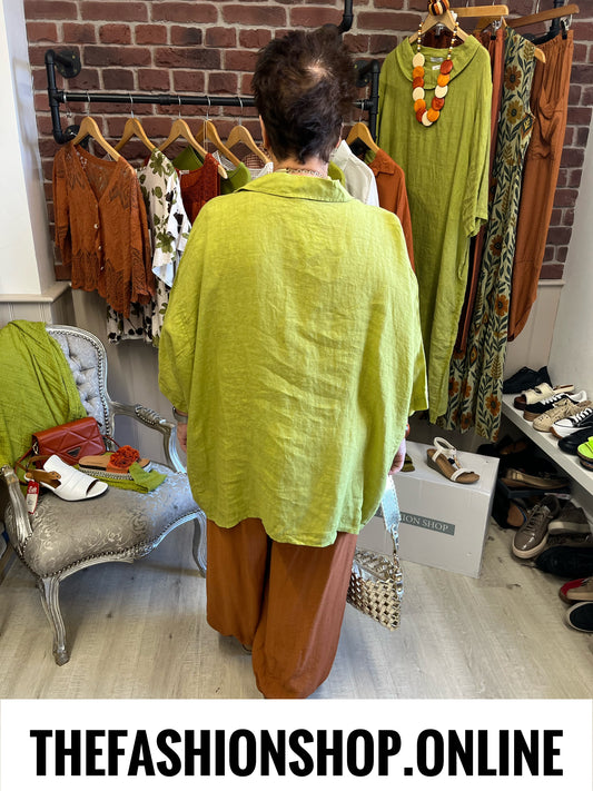 Paige olive linen shirt 16-22