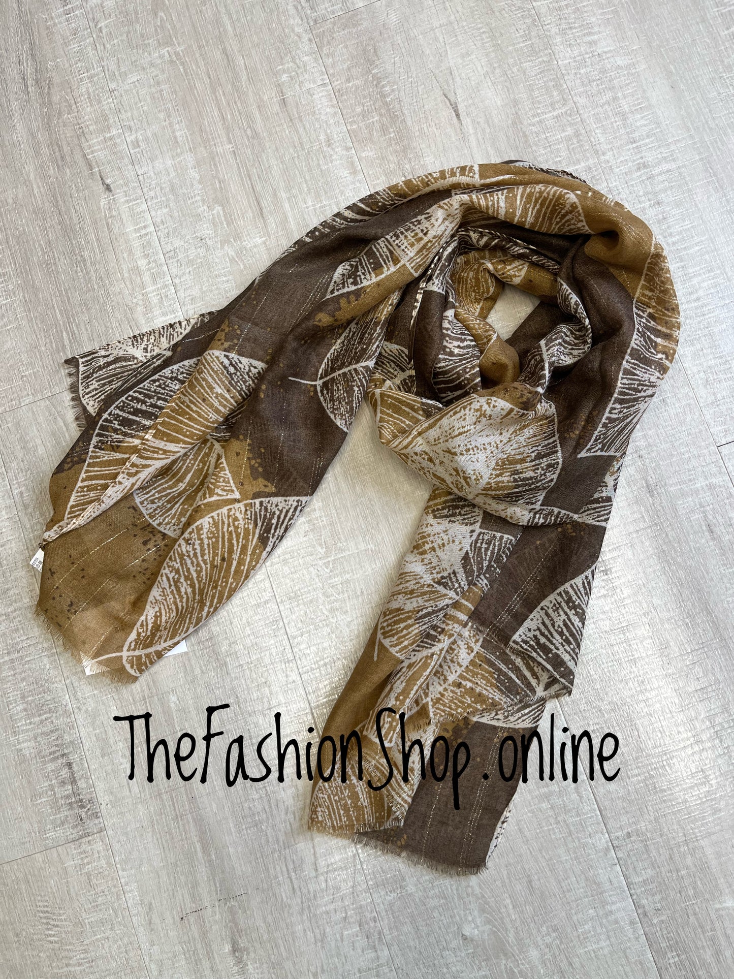 Brown leaves lightweight scarf