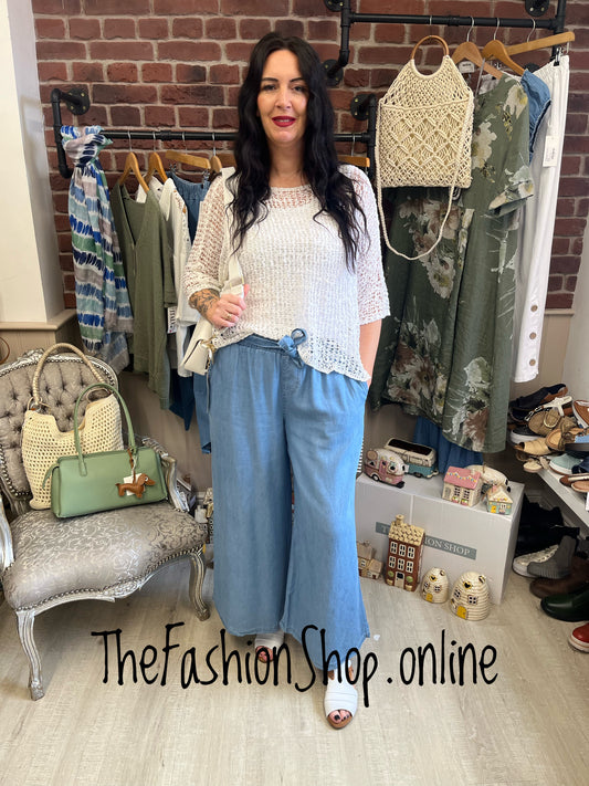 Fly Out denim wide leg trousers with belt 10-16
