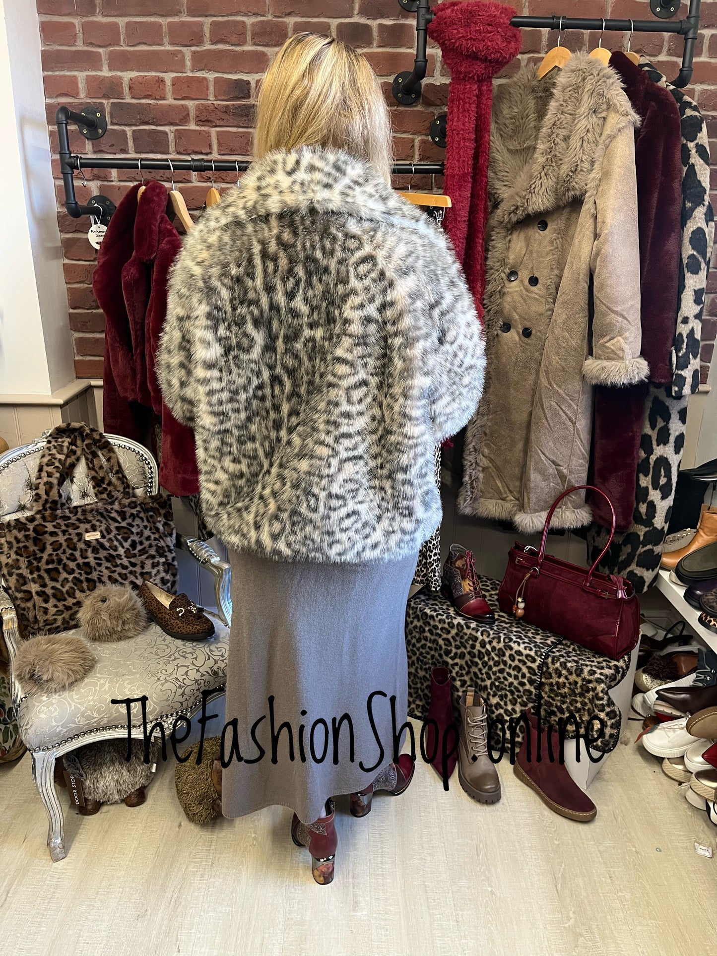 Amelia leopard faux fur jacket 12-18