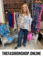 Trinny blue floral tapestry blouse 12-20